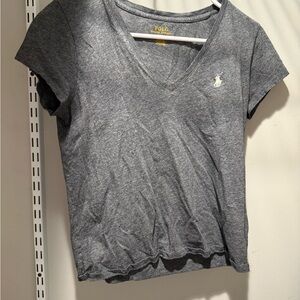 Polo by Ralph Lauren Women's Charcoal V-Neck Tee